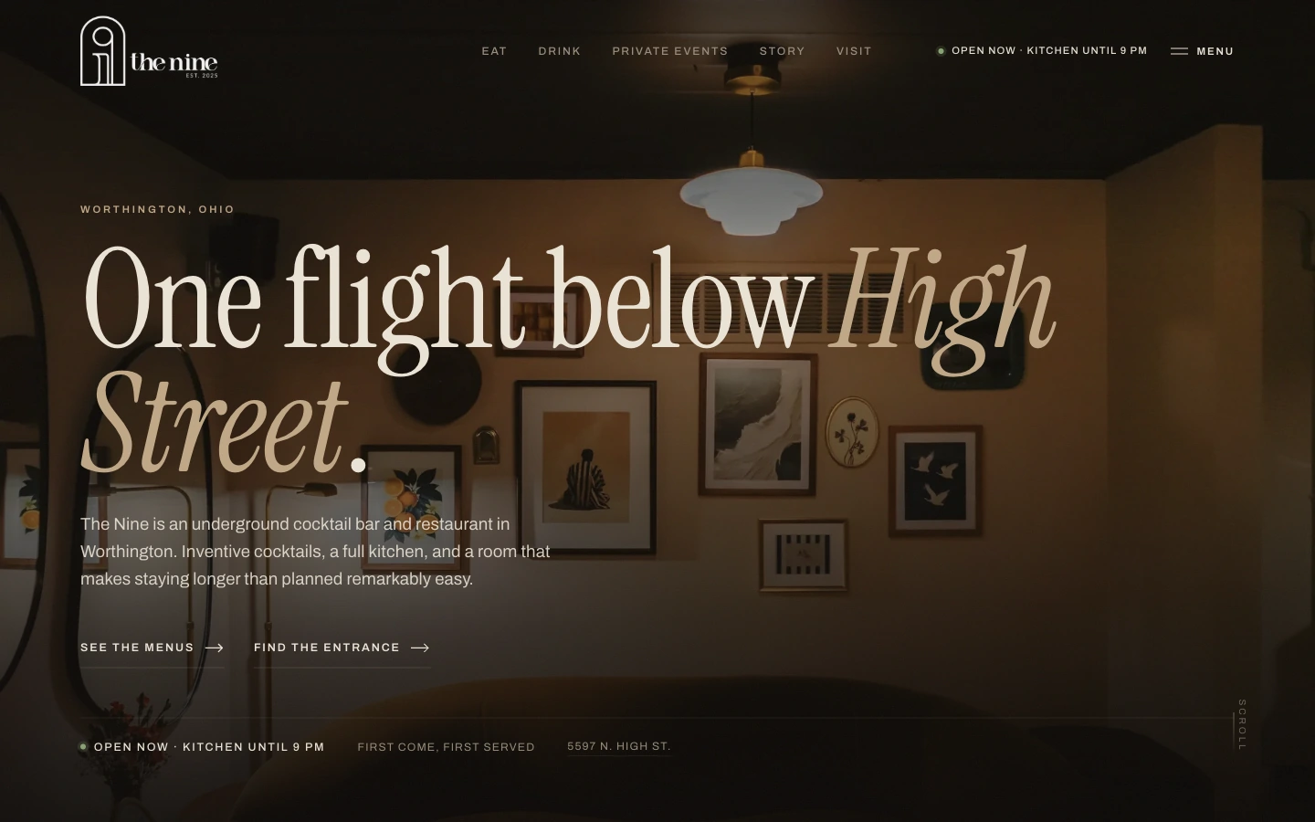 The Nine Plated homepage in a MacBook Pro display