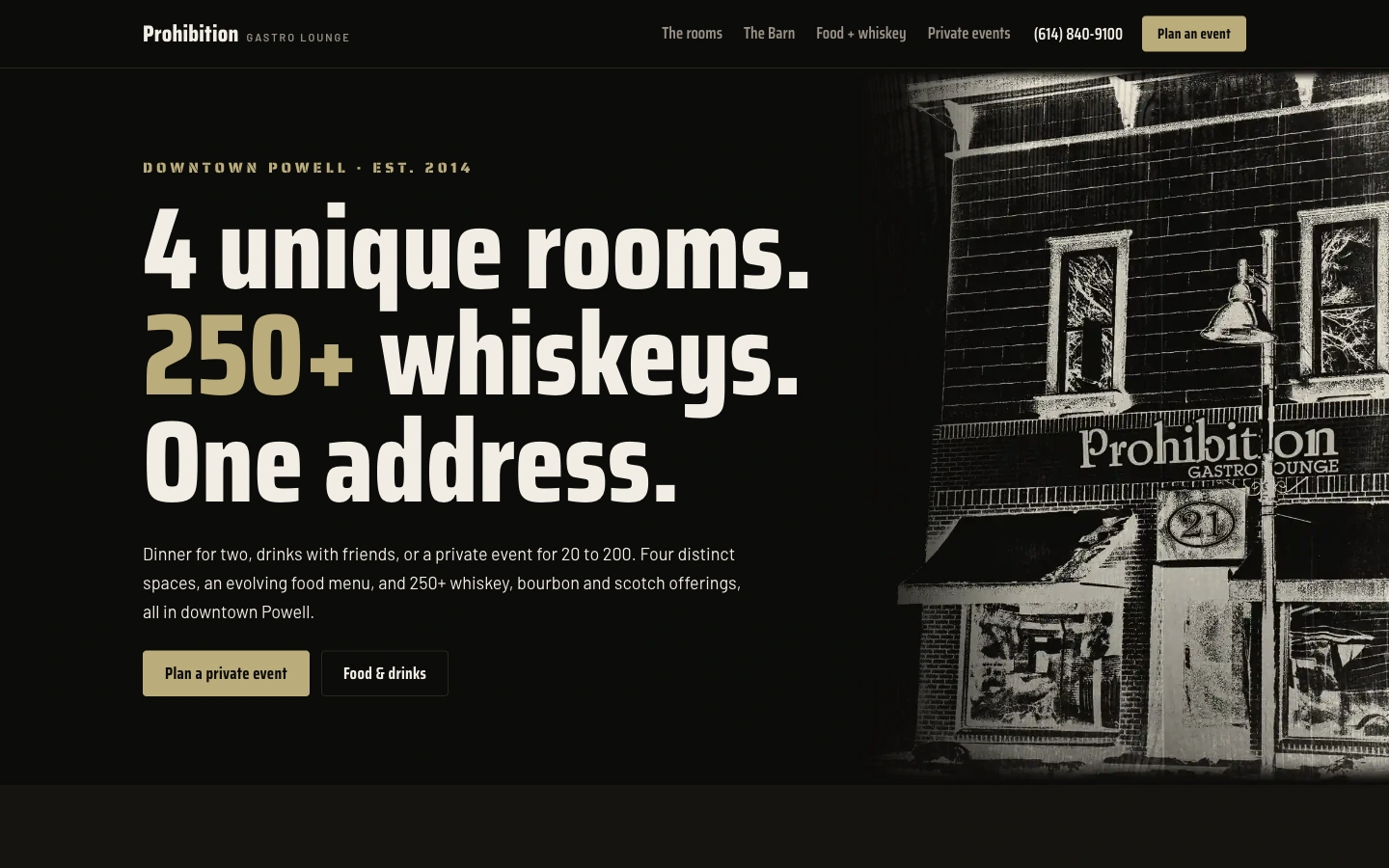 Prohibition homepage in a MacBook Pro display