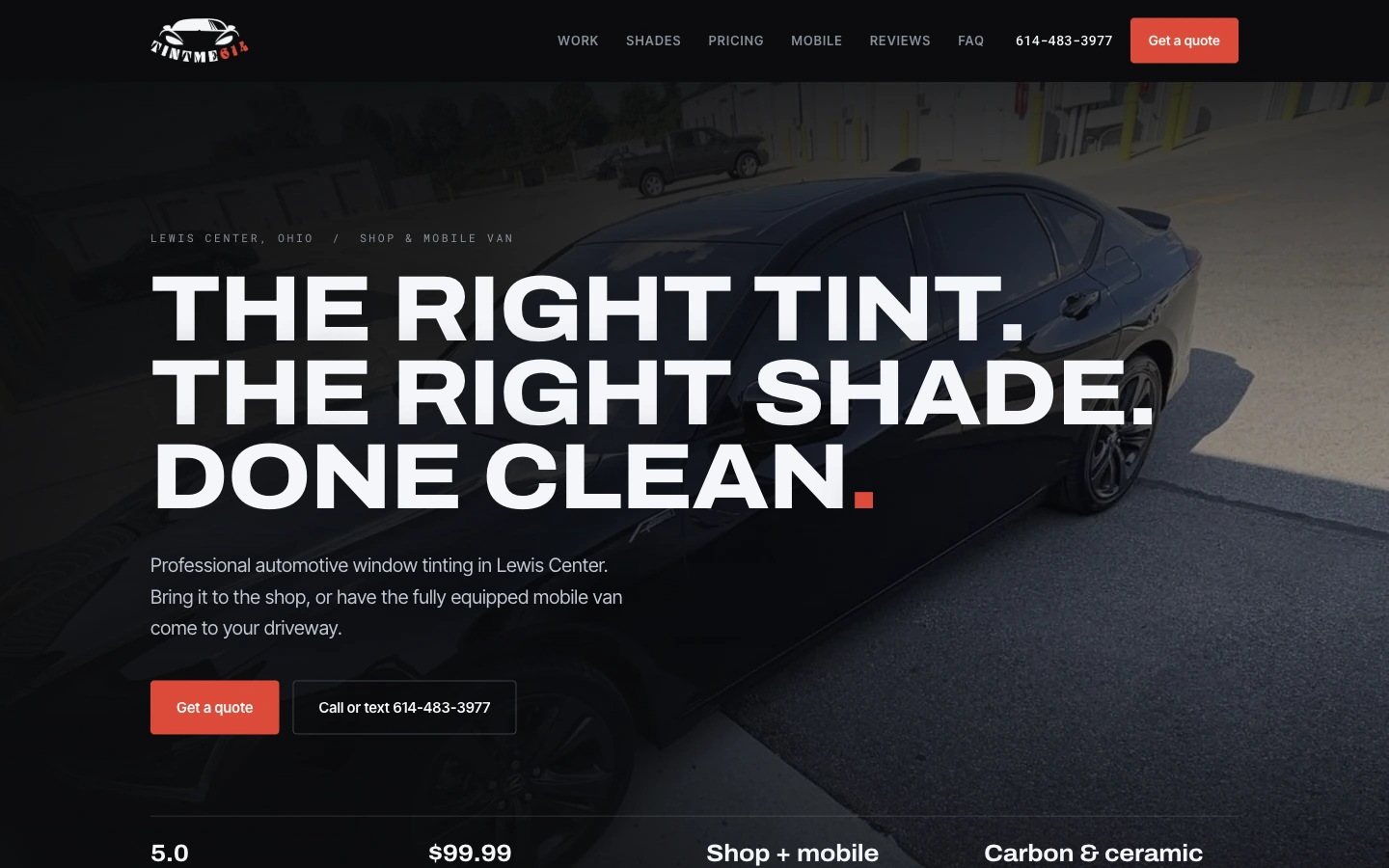 Tint Me 614 homepage in a MacBook Pro display