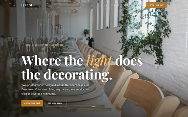Flat 51 website, desktop view