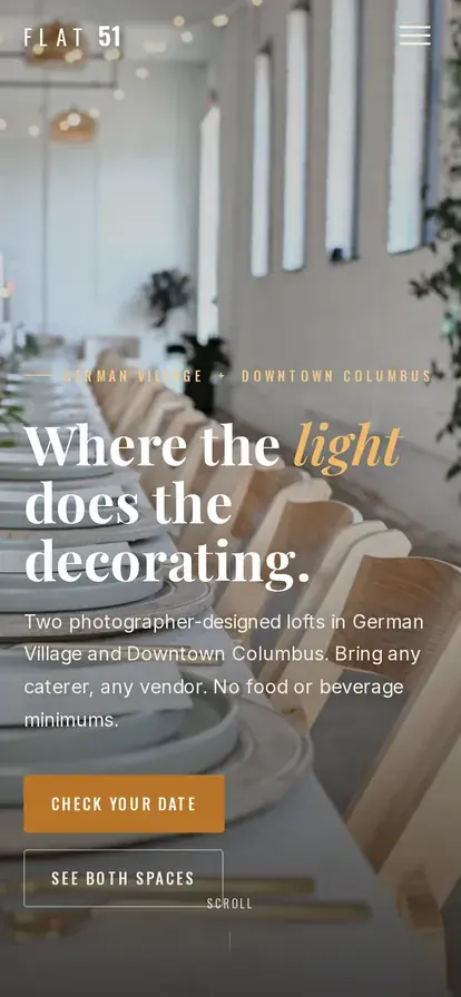 Flat 51 website, mobile view