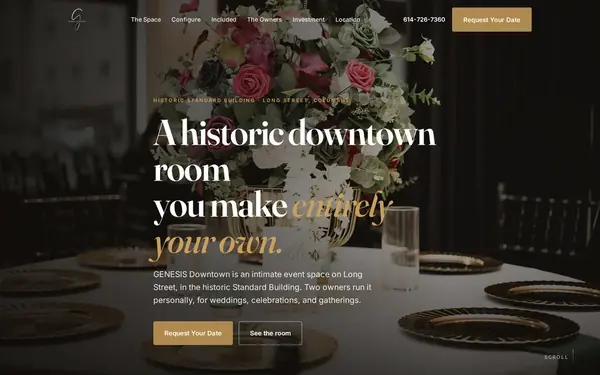 GENESIS Downtown website, desktop view