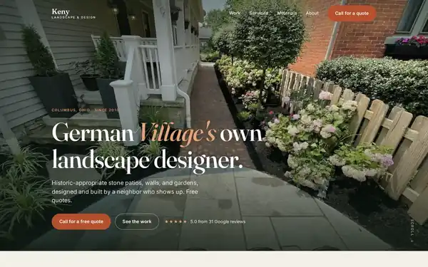 Keny Landscape website, desktop view