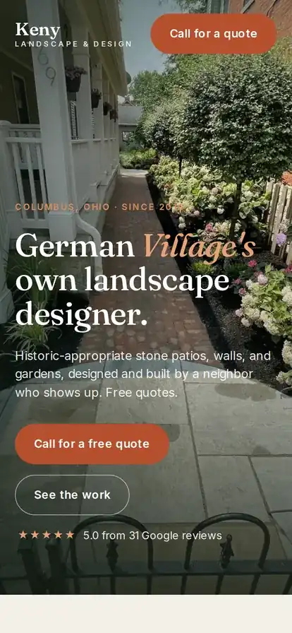 Keny Landscape website, mobile view