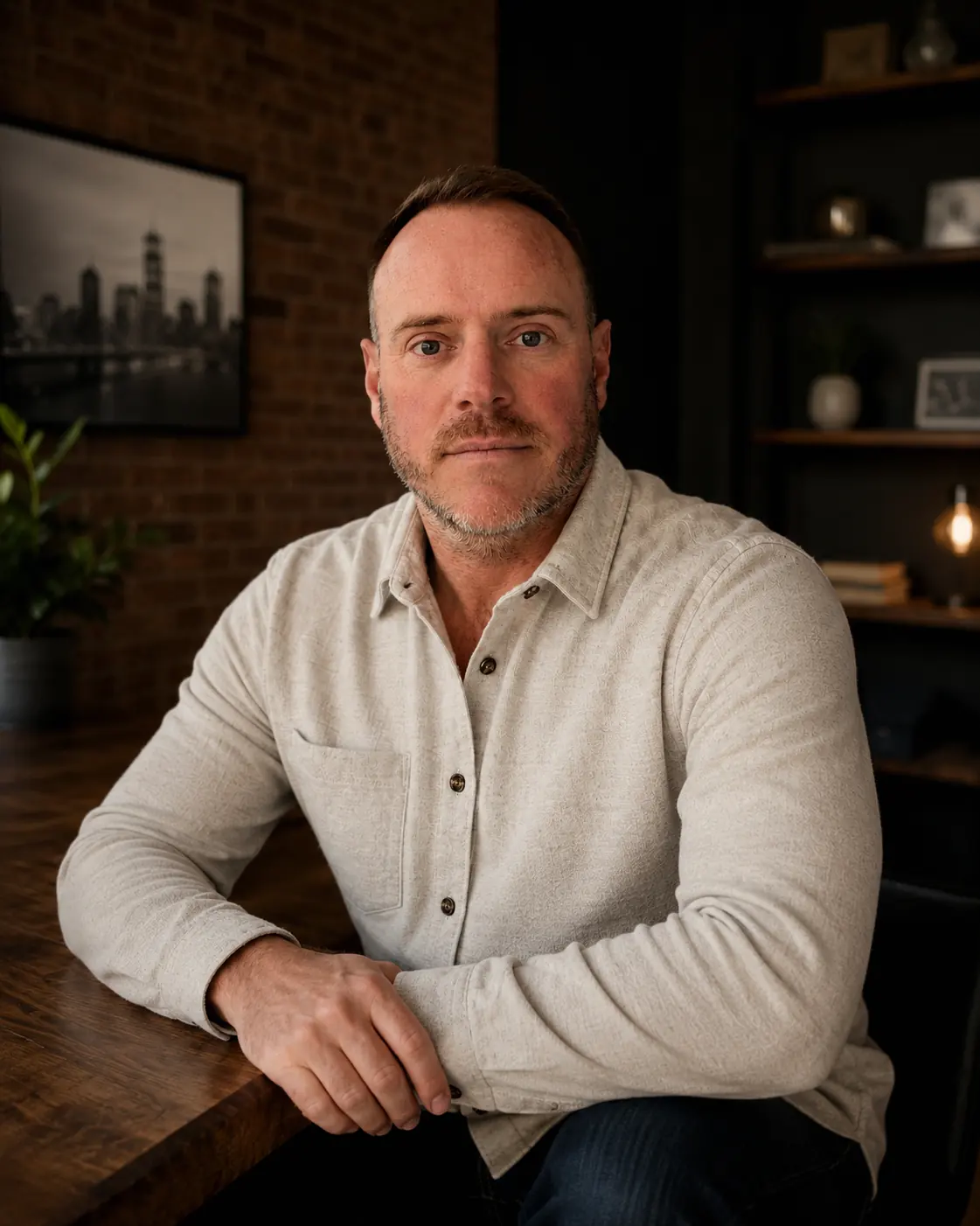 Mic Foster, founder of Marquee and Co., at his desk in Bexley, Ohio