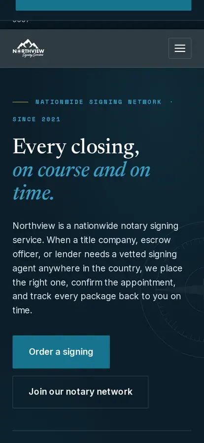Northview Signings website, mobile view