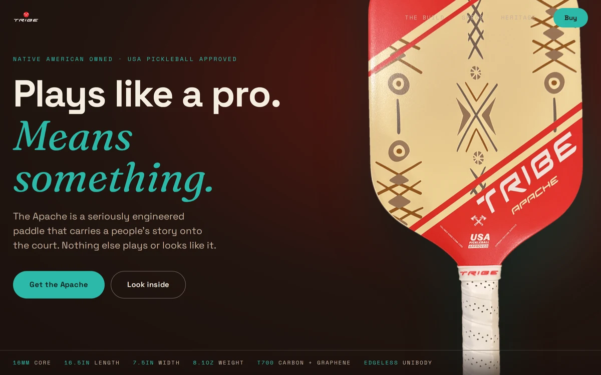 TRIBE Apache website, desktop view