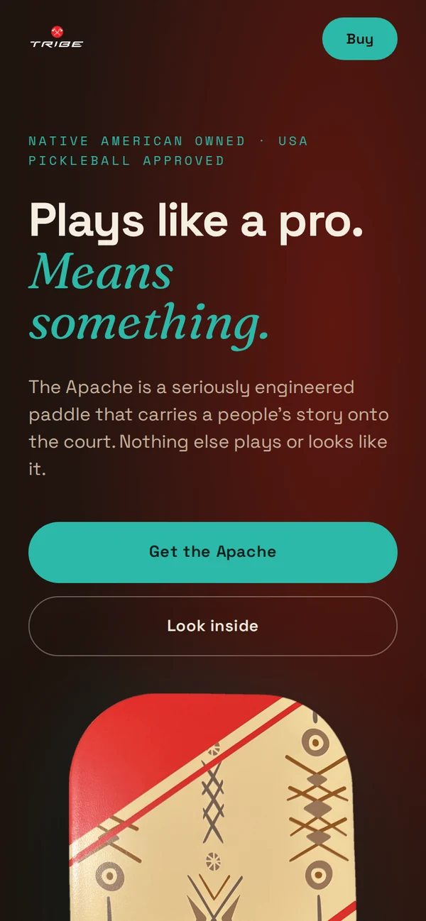 TRIBE Apache website, mobile view